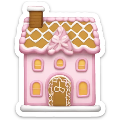 light pink and gold and white gingerbread house sticker