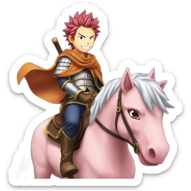 natsu from fairy tail anime riding a horse sticker