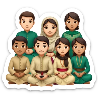 A group of young Pakistani people sitting around and sharing knowledge sticker