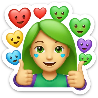 emojis for an alternative Microsoft teams. bright green with a techie vibe. Face expressions, thumbs up, and hearts. Hearts should me the only ones with multiple colours sticker