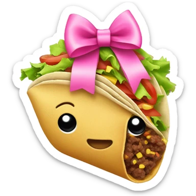 Taco with pink bow sticker