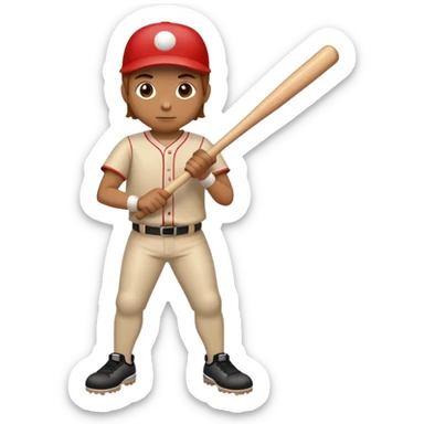 Wood stick that looks like a human and holding a bat sticker