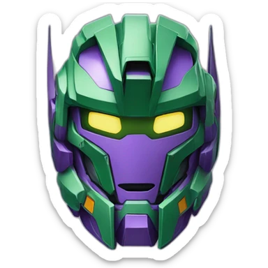 purple and green gundam mecha face sticker