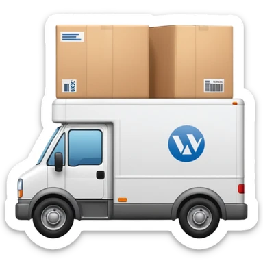 A delivery truck with boxes on the side, representing logistics, warehousing, and procurement. sticker