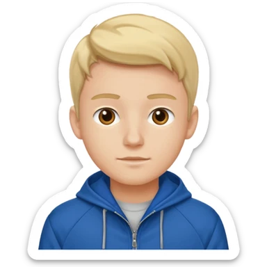 college boy with college blue jacket sticker