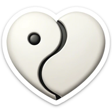Ying Yang shaped as a heart sticker
