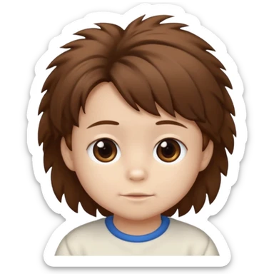 Kid with his shitzu, with brown hair sticker