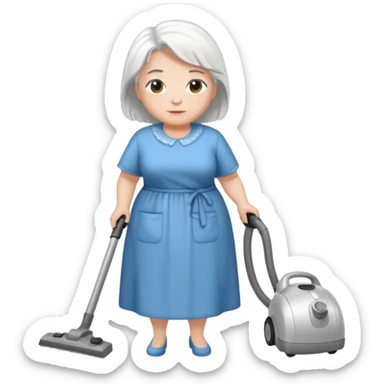 White hair older chubby ed lady vaccum sticker