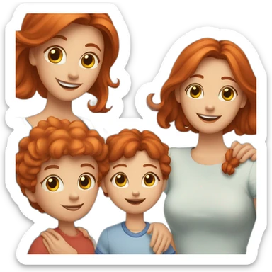 family-photo-a-a;-red-haired-dad-beard,-brown-haired-mom, red-haired-rabbit-blue-eyes sticker