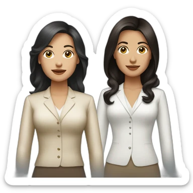 Two women millionaire, white, one black hair one brown hair sticker