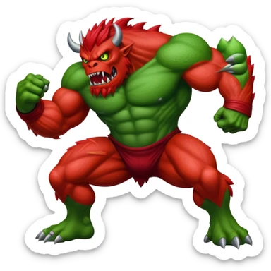 Red Hulk versus Green Hulk, red muscular monster fighting green muscular monster sticker