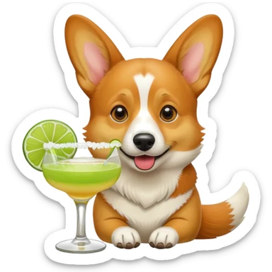 Corgi with margarita sticker