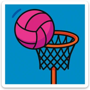 Change the netball to pink, keep the vibrant toon style with the hoop clear and vibrant. sticker