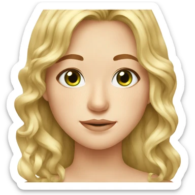 blonde teenager, freckle, green eyes, medium long wavy hair sticker