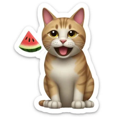 Cat with watermelon sticker