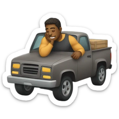 man take rest in a truck sticker