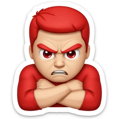 an angry face emoji crossing its arms in anger sticker