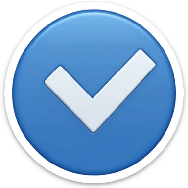 A blue circle with a white checkmark inside (dark blue checkmark) sticker