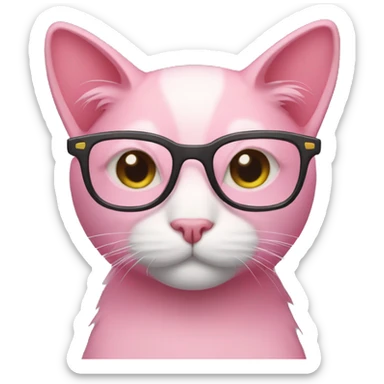 pink cat in glasses sticker
