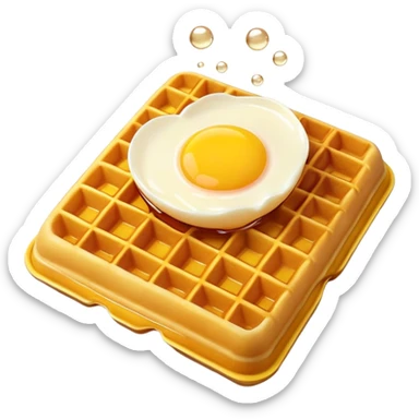 3D rendered hyper-realistic Hong Kong egg waffle with golden brown bubbles, vibrant yellow color, candy-like glossy texture, detailed crispy exterior, soft lighting, fun playful presentation sticker