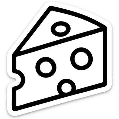 An icon of cheese, simple and clear, with a yellow and white color scheme sticker