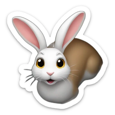 rabbit lurking out of a whole in the ground sticker