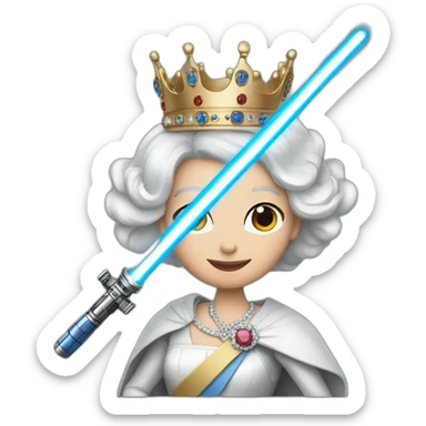 Queen Elizabeth with a blue lightsaber sticker