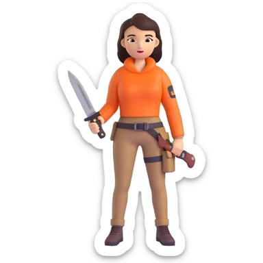 Outdoorsy woman with a survival knife sticker