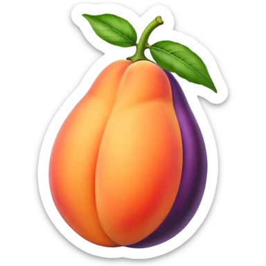 A peach with an eggplant inside sticker