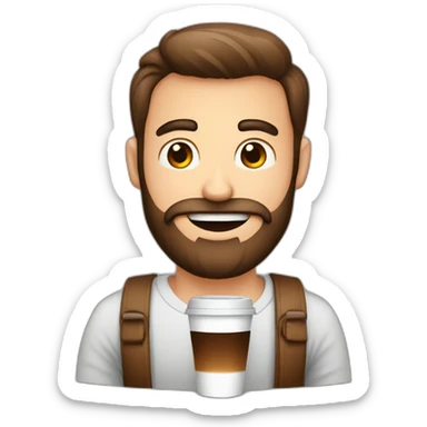 homem com barba com um copo café sticker
