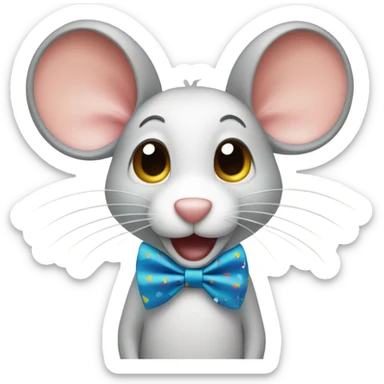 Mouse with a bow tie tapping his tail sticker