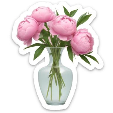 Peonies in a clear pink vase sticker