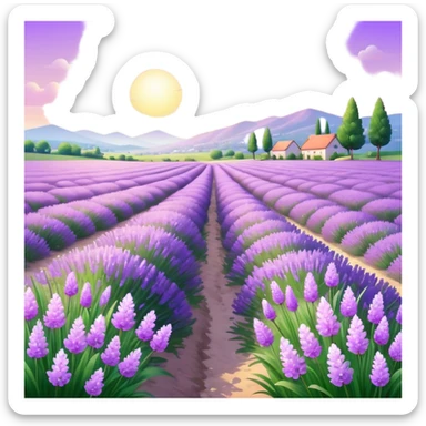 Shiny beautiful glossy purply pastel whitish light sparkly glittery sunny bright lavender lilac flower fields aesthetic scenery grass field cottagecore pastelcore lavendercore realistic real life photo collage image  sticker
