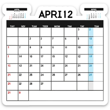 April 2025 calendar page sticker