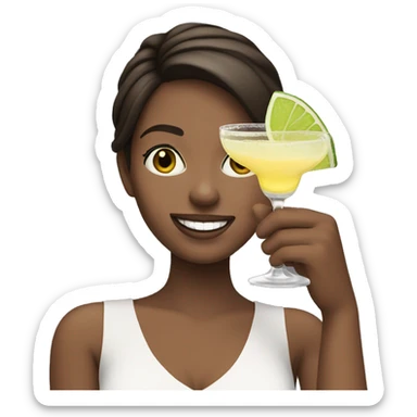Pale brunette holding margarita smiling  sticker