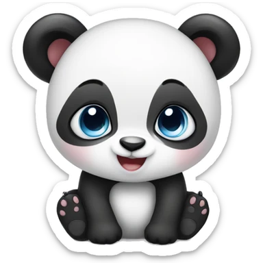 Female blue eyed baby panda in love sticker