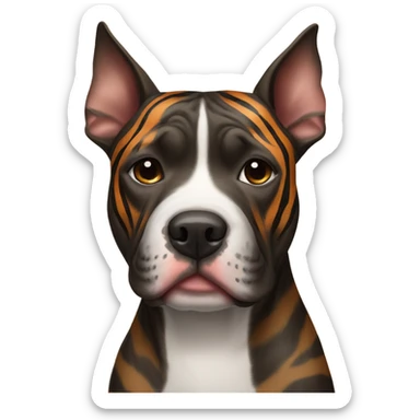 pitbull terrier dark brindle tiger stripes sticker