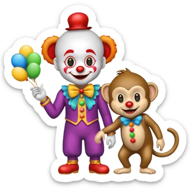 Una payasa y un mono juntos  sticker