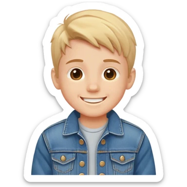 smiling boy in denim jacket sticker
