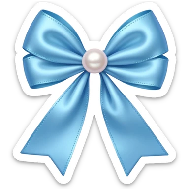 Soft blue bow with hanging pearl  sticker