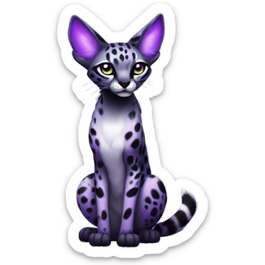 Kawaii Cute Edgy Black Purple White ethereal Serval-Fionbri-Vernid full body sticker