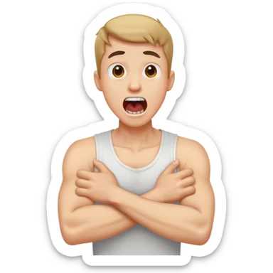 arms crossed holding neck screaming guy sticker