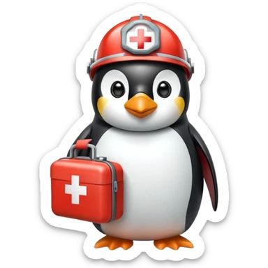 penguin medic with first aid kit and helmet sticker