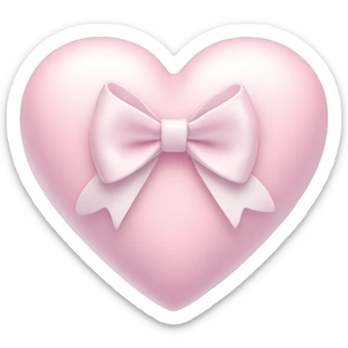 Pastel pink heart with white bow sticker