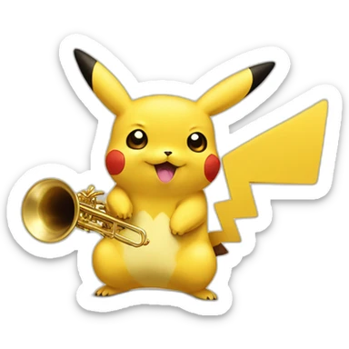 Pikachu avec une loutre qui joue de la trompette sticker