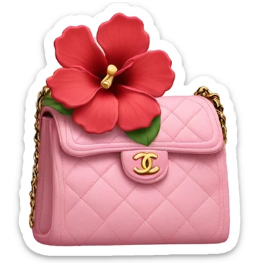 Chanel purse with hibiscus flower sticker