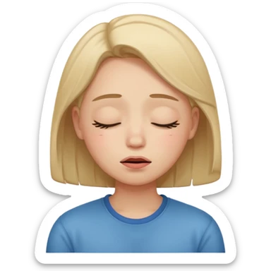 embarrassed, blushing, with closed eyes, and shaped like a traditional emoji sticker