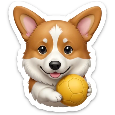 Tri colored corgi with a ball sticker