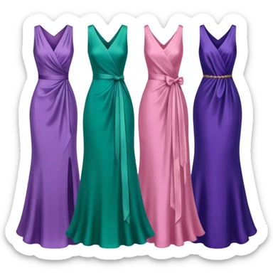 4 dresses one purple dress one pink dress one blue dress and one green dress sticker