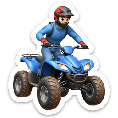 man riding an ATV, dynamic action pose, off-road vehicle, dust trail, 3D cartoon, mobile game icon style, clean background, no text, no watermark

 sticker